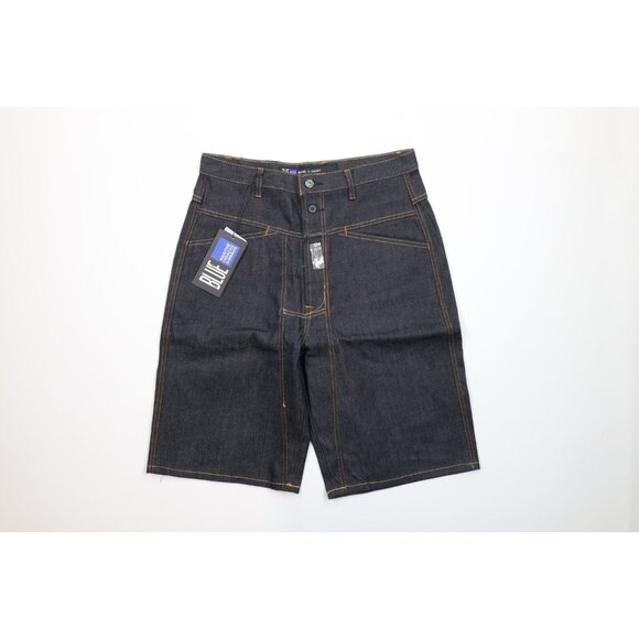 NOS Vtg 90s Marithe Francois Girbaud Mens 33 Baggy Denim Jean Shorts Raw Blue - Picture 1 of 10